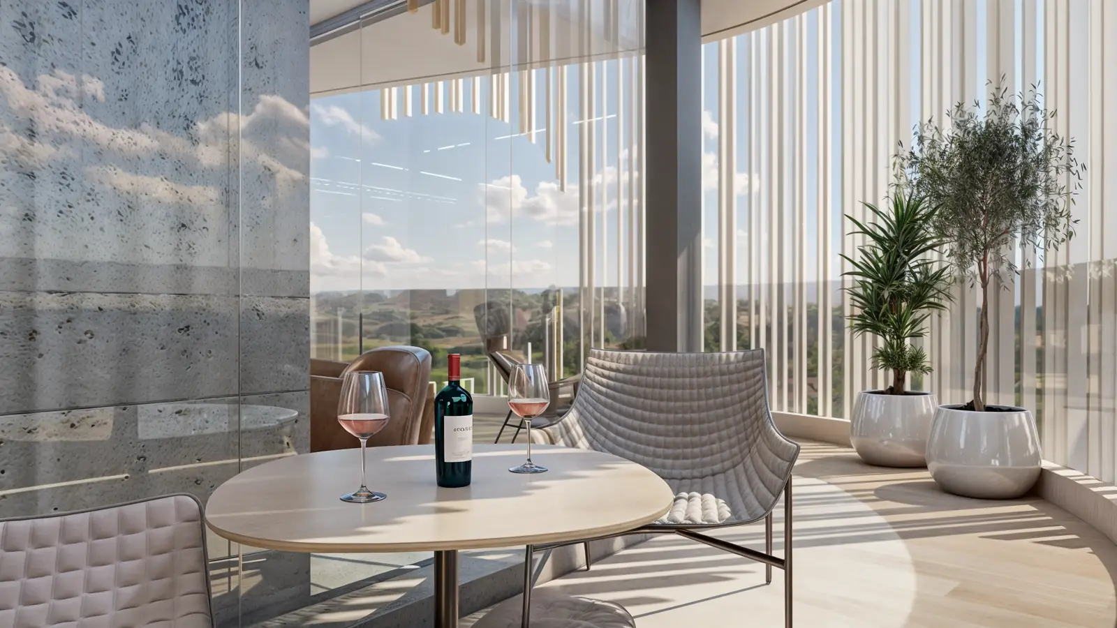 Terraza de un penthouse con vista al bosque