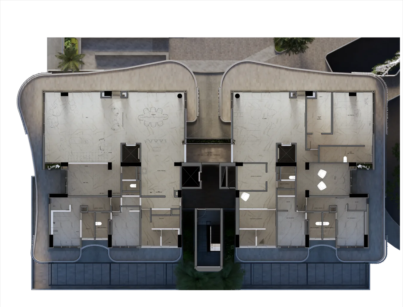 Planta del nivel de penthouses